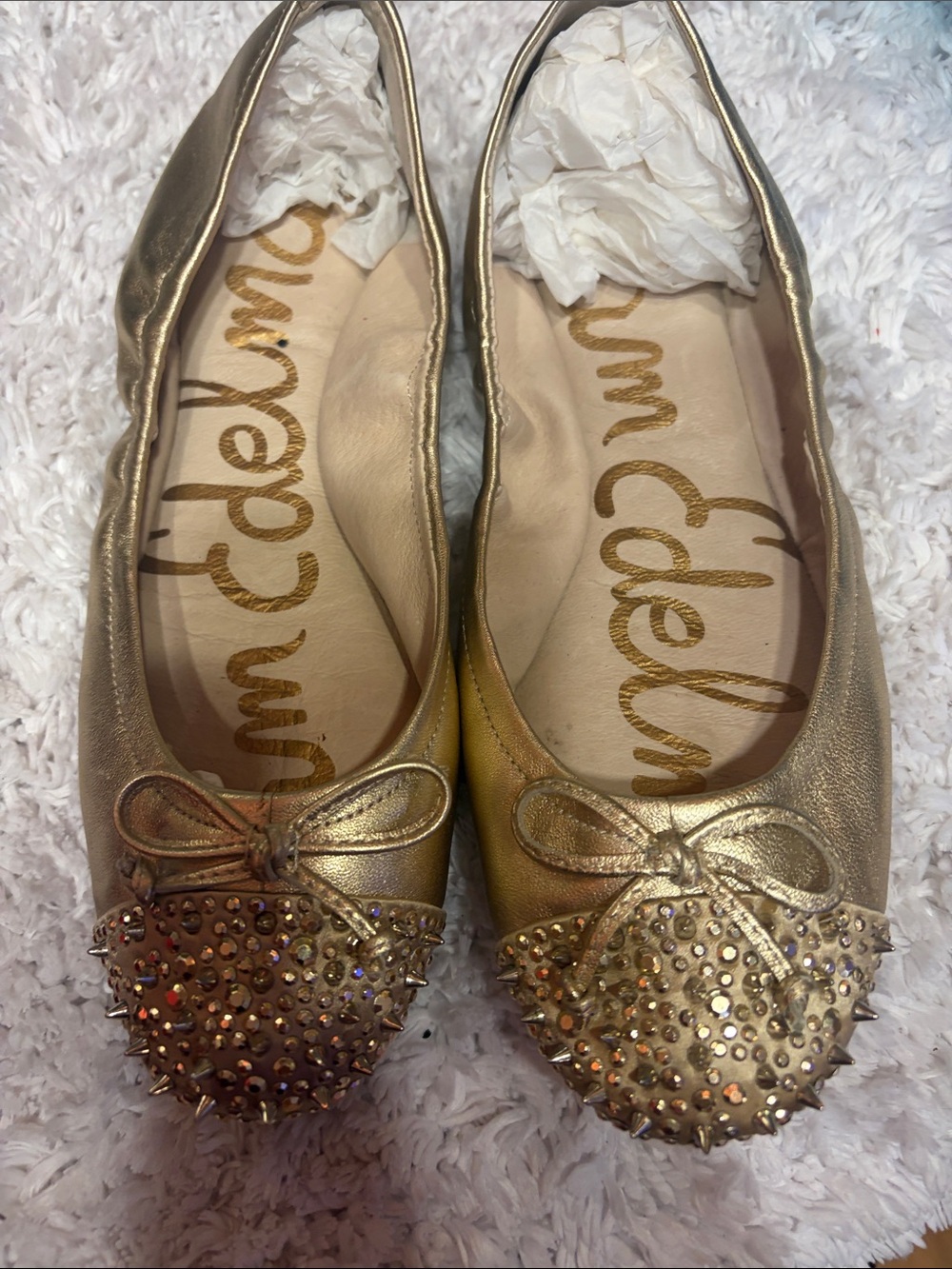 Sam Edelman Metallic Gold Studded Ballet Flats